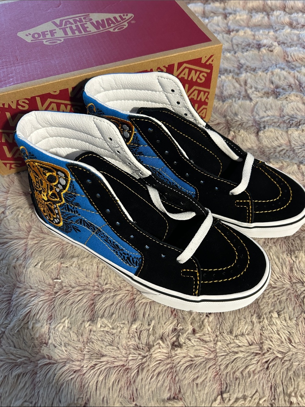 Vans Kids High-Top Sneakers Butterfly Embroidery size 5.5 Off the Wall